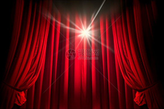 红色的舞台幕布图片