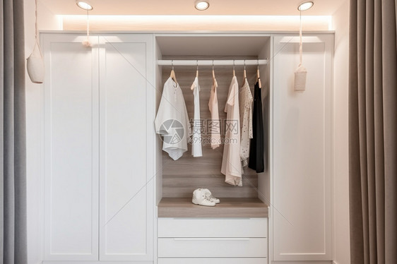 现代装修中的白色木制衣柜图片