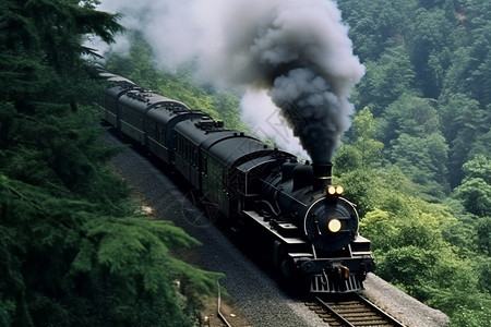 轨道上运送煤炭的火车图片