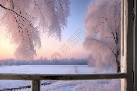 霜降banner冬天黄昏的自然景观背景