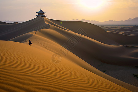 沙漠中的旅行者图片