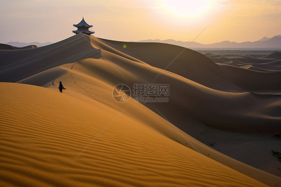 沙漠中的旅行者图片