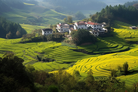 乡村丘陵的自然景观背景图片