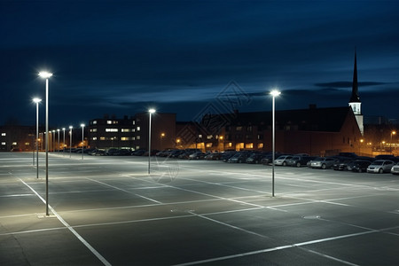 夜晚的城市停车场图片
