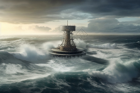 狂野海洋中潮汐发电机图片