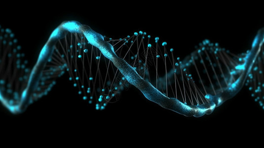 黑色背景上的程式化DNA链图片