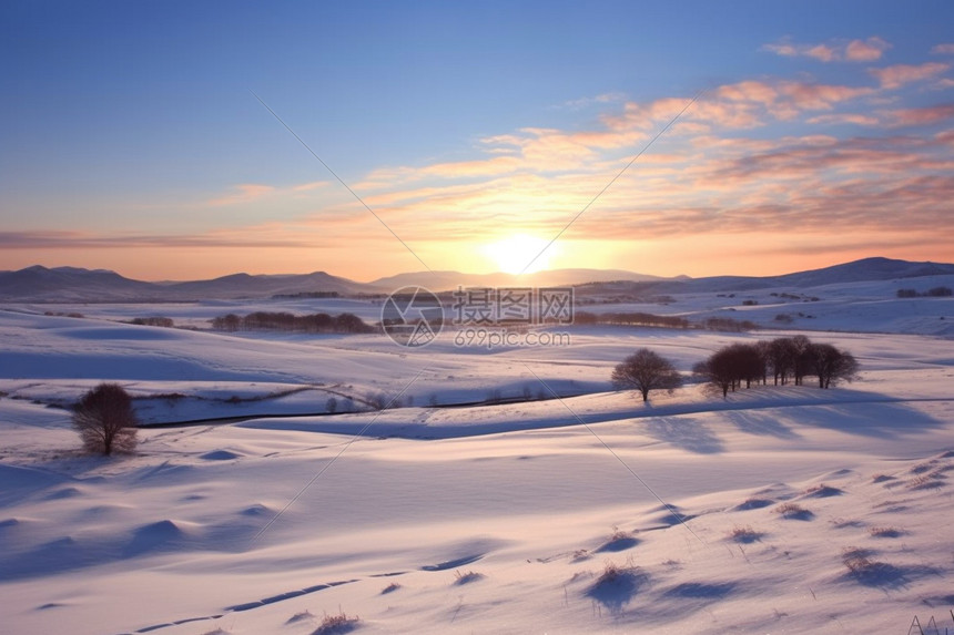 冬天美丽的大草原自然景观图片