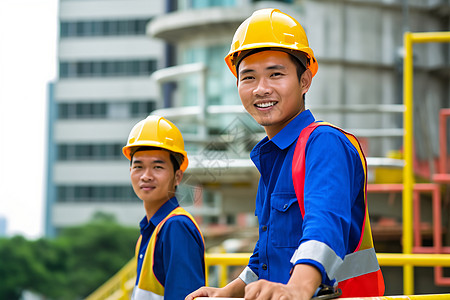 带安全头盔的建筑工人图片