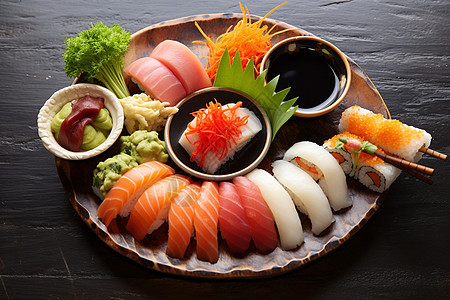 新鲜的日式料理寿司图片