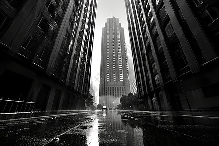 雨水从摩天大楼上倾泻而下图片