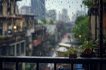 暴风雨下的城市景观图片