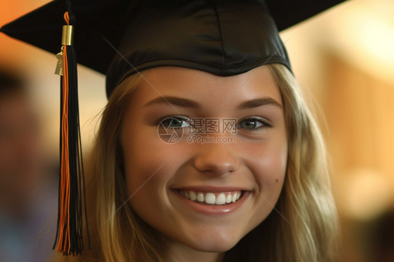 一位女毕业生的灿烂笑容图片