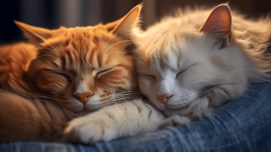 两只猫睡在一起图片