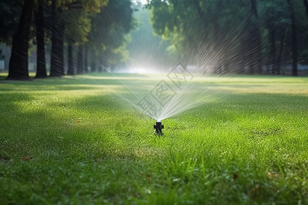 洒水器浇灌草坪图片