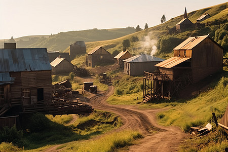 煤矿旁边的一个小采矿村图片