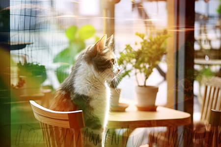咖啡厅里可爱的猫咪图片