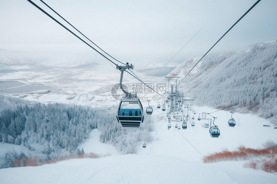 户外滑雪场的缆车图片