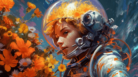 太空宇航员女孩背景图片