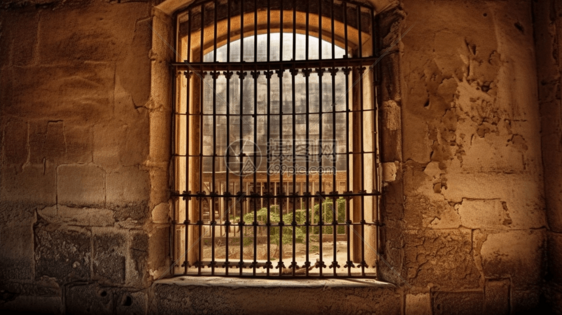 监狱铁窗外的风景图片