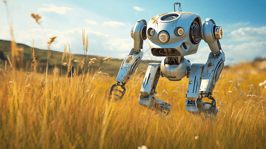 草原奔跑奔跑的机器人设计图片