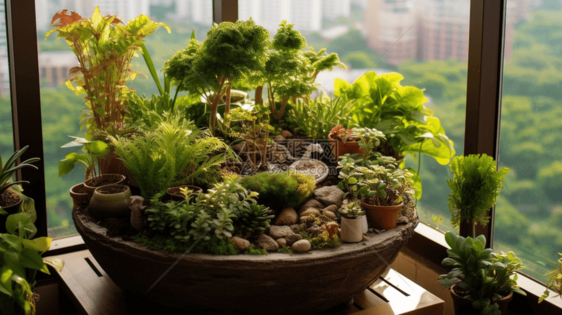 阳台的盆栽植物图片