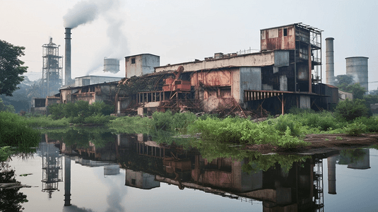太湖旁废弃工厂建筑图片