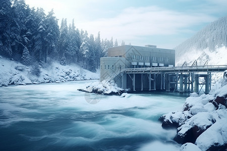 冬天的发电工厂图片