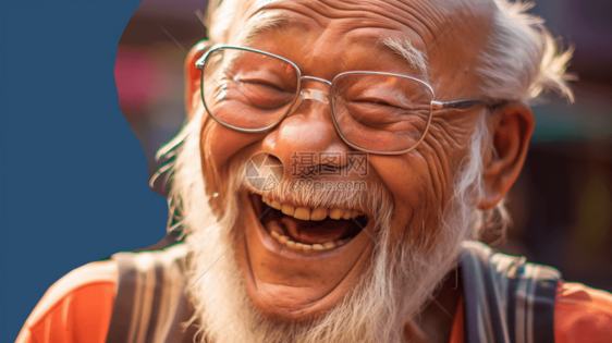 开心的年迈老人图片