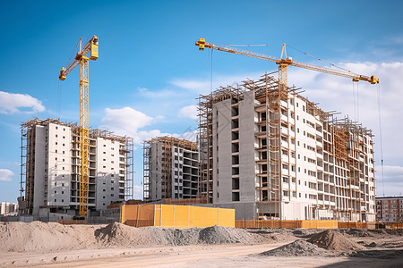 住房建设正在施工的高楼背景