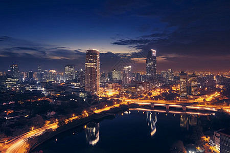 夜晚的城市建筑物图片