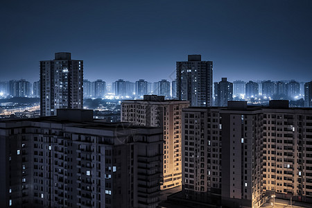夜晚的城市大楼图片