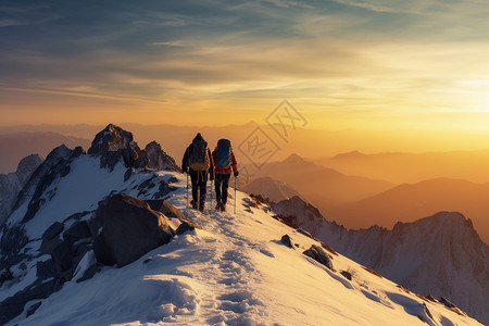 雪山登山者图片