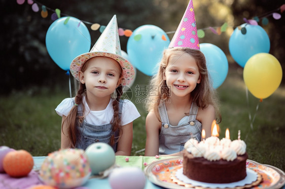 两个小女孩庆祝生日图片