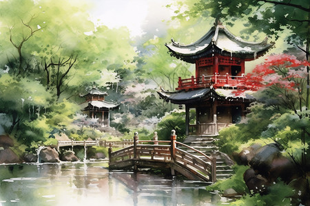 中式建筑风景图片