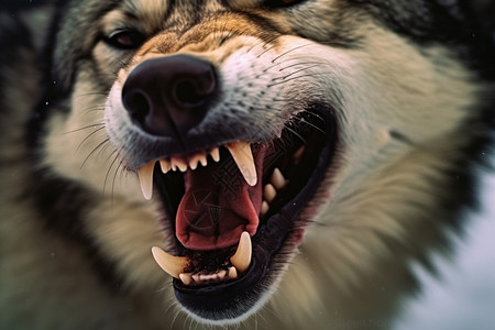 咆哮中的野狼图片