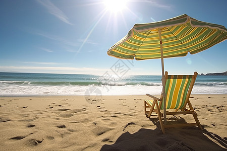 海洋休息的沙滩椅图片