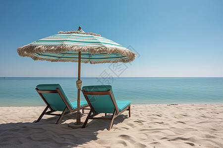 田园诗般的海滩椅子高清图片