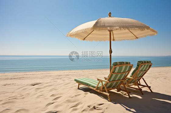 海滩上的沙滩椅图片
