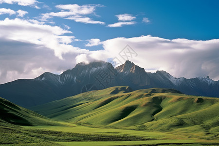 夏季丘陵山脉的自然景观背景图片