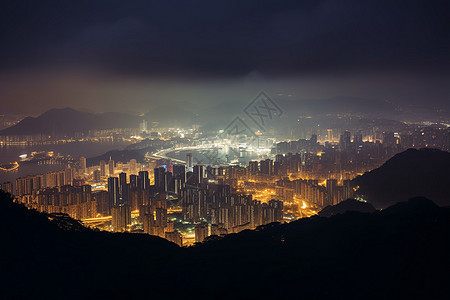 夜晚的大帽山自然景观图片