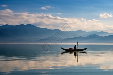 泸沽湖的自然景观背景图片