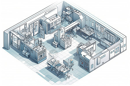 生物实验室平面插图图片