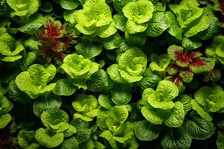 温室水培的植物特写图片