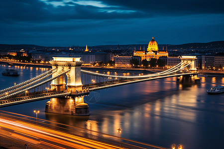 旅游城市大桥美丽夜景图片