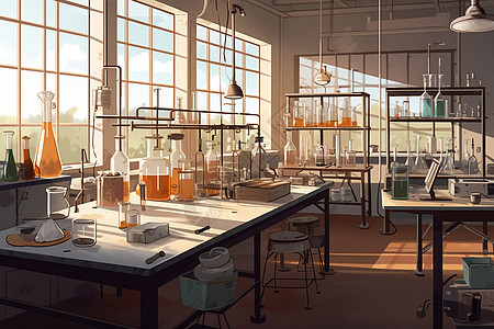 化学实验室的操作台插图背景图片