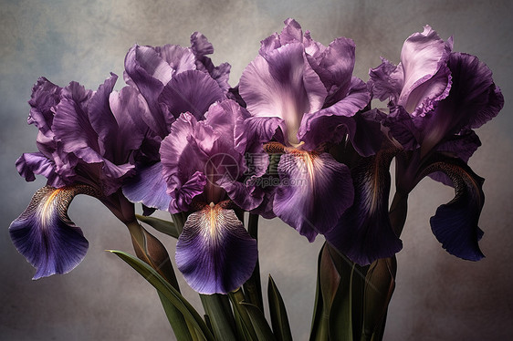 花瓶中的紫色鸢尾花图片