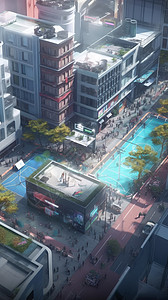 游戏中市中心的鸟瞰图图片