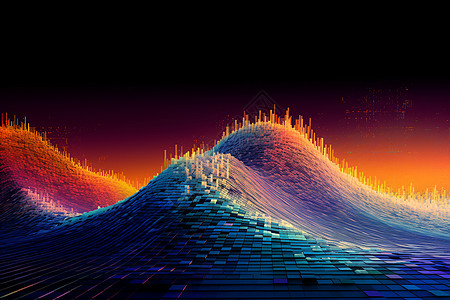 二进制代码制成的波浪图像图片
