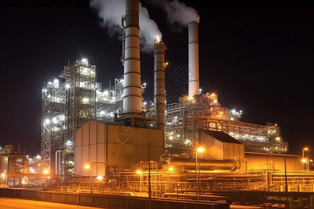 天然气动力工厂夜景图片