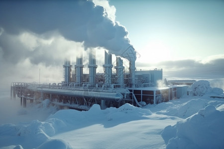 冬季工业地热工厂图片